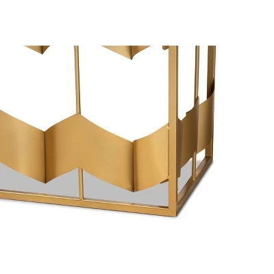 Vega Glam with Luxe Metal and Mirrored Glass Geometric Console Table Gold - Baxton Studio 5 Vega Glam with Luxe Metal and Mirrored Glass Geometric Console Table Gold - Baxton Studio - Image 3