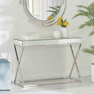 Murley Modern Glam Console Table with Mirror Tabletop Silver - Christopher Knight Home 3 Murley Modern Glam Console Table with Mirror Tabletop Silver - Christopher Knight Home