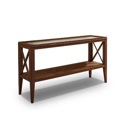 Mabel Tempered Glass Top Sofa Table - HOMES: Inside + Out Dark Oak 6 Mabel Tempered Glass Top Sofa Table - HOMES: Inside + Out Dark Oak - Image 4