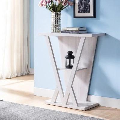 Nebra 3 Shelf Console Table White Oak - HOMES: Inside + Out 3 Nebra 3 Shelf Console Table White Oak - HOMES: Inside + Out