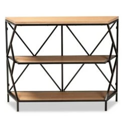 Logan Metal 3 Tier Console Table Brown/Black - Baxton Studio