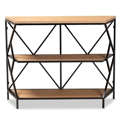 Logan Metal 3 Tier Console Table Brown/Black - Baxton Studio 3 Logan Metal 3 Tier Console Table Brown/Black - Baxton Studio