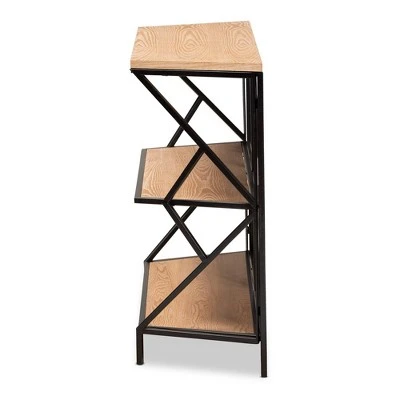 Logan Metal 3 Tier Console Table Brown/Black - Baxton Studio 4 Logan Metal 3 Tier Console Table Brown/Black - Baxton Studio - Image 2