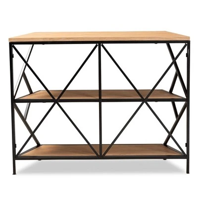 Logan Metal 3 Tier Console Table Brown/Black - Baxton Studio 5 Logan Metal 3 Tier Console Table Brown/Black - Baxton Studio - Image 3