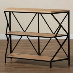 Logan Metal 3 Tier Console Table Brown/Black - Baxton Studio 13 Logan Metal 3 Tier Console Table Brown/Black - Baxton Studio -Console Tables Sales unnamed file 3265