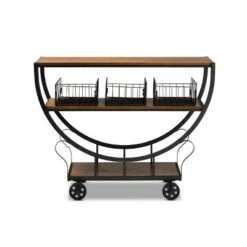Frieda Industrial Farmhouse Wood and Black Metal Console Cart Walnut Brown - Baxton Studio 11 Frieda Industrial Farmhouse Wood and Black Metal Console Cart Walnut Brown - Baxton Studio -Console Tables Sales unnamed file 3268