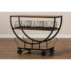 Frieda Industrial Farmhouse Wood and Black Metal Console Cart Walnut Brown - Baxton Studio 15 Frieda Industrial Farmhouse Wood and Black Metal Console Cart Walnut Brown - Baxton Studio -Console Tables Sales unnamed file 3272