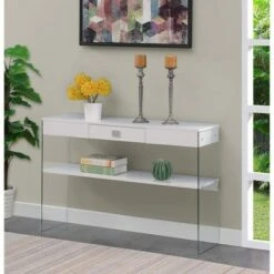 SoHo 1 Drawer Console Table with Shelf White - Breighton Home