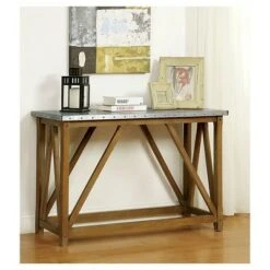 Trenton Industrial Iron Top Sofa Table Natural - HOMES: Inside + Out