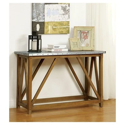 Trenton Industrial Iron Top Sofa Table Natural - HOMES: Inside + Out 3 Trenton Industrial Iron Top Sofa Table Natural - HOMES: Inside + Out