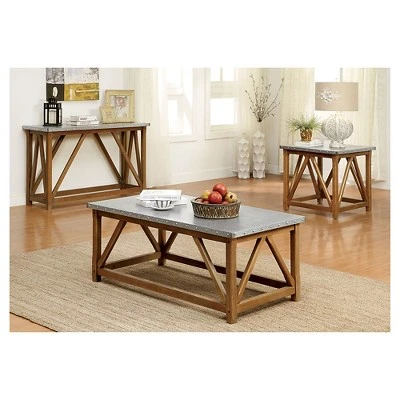 Trenton Industrial Iron Top Sofa Table Natural - HOMES: Inside + Out 5 Trenton Industrial Iron Top Sofa Table Natural - HOMES: Inside + Out - Image 3