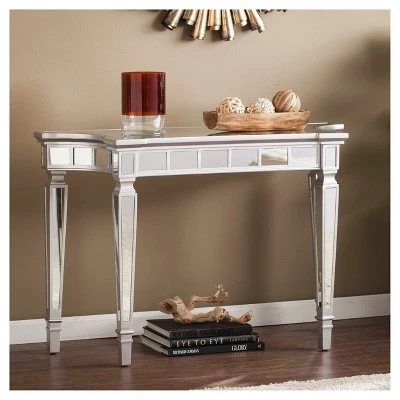 Glenrose Glam Mirrored Console Table - Matte Silver - Aiden Lane 3 Glenrose Glam Mirrored Console Table - Matte Silver - Aiden Lane