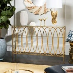 Carina Oval Ringed Console Table - Gold - Safavieh