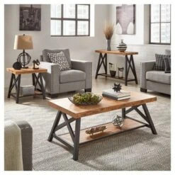 Lanshire Rustic Industrial Metal & Wood Entry Console Table - Inspire Q Brown -Console Tables Sales unnamed file 331