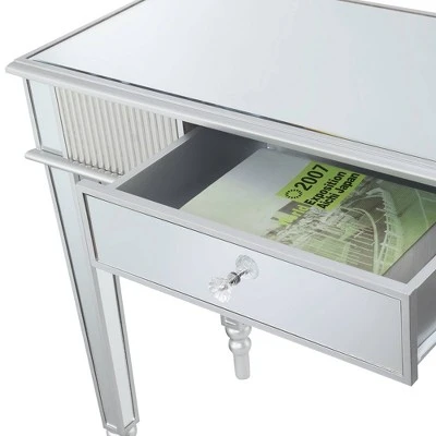 French Country 1 Drawer Mirrored Desk Console Table Silver - Breighton Home 5 French Country 1 Drawer Mirrored Desk Console Table Silver - Breighton Home - Image 3