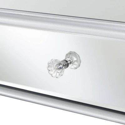 French Country 1 Drawer Mirrored Desk Console Table Silver - Breighton Home 6 French Country 1 Drawer Mirrored Desk Console Table Silver - Breighton Home - Image 4