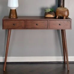 Decor Therapy Mid Century Three Drawer Wood Console Table - Décor Therapy Walnut -Console Tables Sales unnamed file 3353