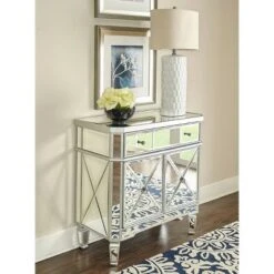 Sasha Mirrored 1Drawer 2Door Console - Powell Company