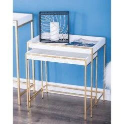 Olivia & May Set of 2 Contemporary Metal Console Tables Gold - Olivia & May