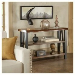 Hartwell Living Edge Rustic Industrial Console Table - Brown - Inspire Q 8 Hartwell Living Edge Rustic Industrial Console Table - Brown - Inspire Q -Console Tables Sales unnamed file 3518