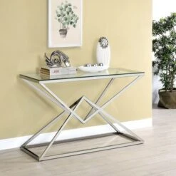 Justi Glass Top Sofa Table - miBasics Gold Plating
