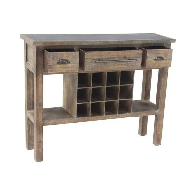 Olivia & May Farmhouse Wooden Wine Console with Drawers Brown - Olivia & May 8 Olivia & May Farmhouse Wooden Wine Console with Drawers Brown - Olivia & May - Image 6
