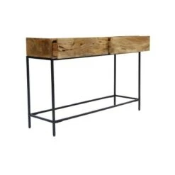 Mango Wood and Metal Console Table Natural Oak - The Urban Port