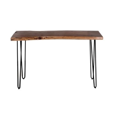 Alaterre Furniture Hairpin Natural Brown Live Edge Media Console Table Metal And Wood 4 Alaterre Furniture Hairpin Natural Brown Live Edge Media Console Table Metal And Wood - Image 2