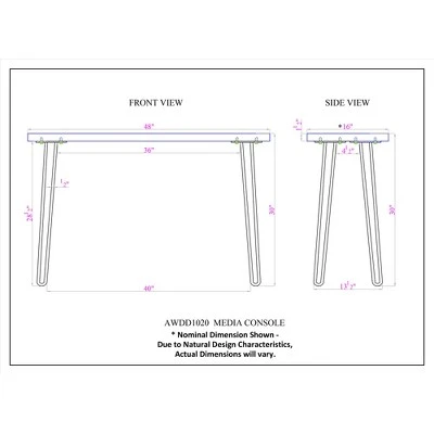 Alaterre Furniture Hairpin Natural Brown Live Edge Media Console Table Metal And Wood 11 Alaterre Furniture Hairpin Natural Brown Live Edge Media Console Table Metal And Wood - Image 9