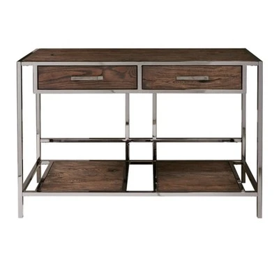 Modern Style Sofa Table Brown/Silver - HomeFare 3 Modern Style Sofa Table Brown/Silver - HomeFare