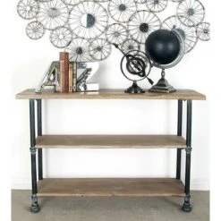 Olivia & May Industrial 3 Tier Console Table Brown - Olivia & May
