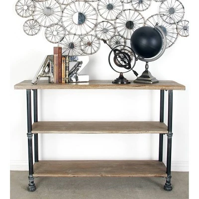 Olivia & May Industrial 3 Tier Console Table Brown - Olivia & May 3 Olivia & May Industrial 3 Tier Console Table Brown - Olivia & May