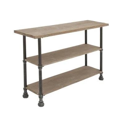 Olivia & May Industrial 3 Tier Console Table Brown - Olivia & May 4 Olivia & May Industrial 3 Tier Console Table Brown - Olivia & May - Image 2