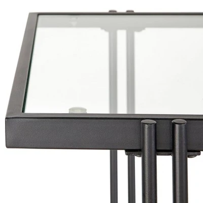 Folio Metal and Glass Sofa Table Black - Lifestorey 3 Folio Metal and Glass Sofa Table Black - Lifestorey