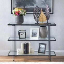 Folio Metal and Glass Sofa Table Black - Lifestorey 7 Folio Metal and Glass Sofa Table Black - Lifestorey -Console Tables Sales unnamed file 3706