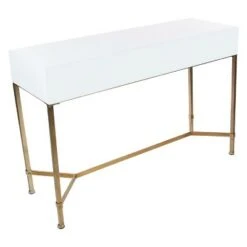Metal and Wood Rectangular Console Table White - Olivia & May -Console Tables Sales unnamed file 3730