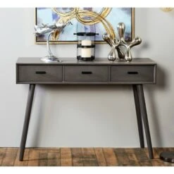 Olivia & May Modern 3 Drawer Wood Console Table Black - Olivia & May