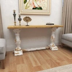 Olivia & May Vintage Wood Console Table White - Olivia & May -Console Tables Sales unnamed file 3796