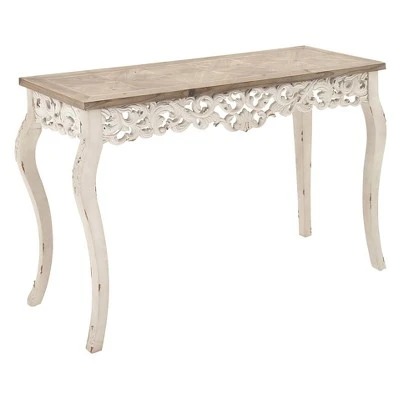 Wood Parisian Design Floral Ornate Detailing Console Table White - Olivia & May 3 Wood Parisian Design Floral Ornate Detailing Console Table White - Olivia & May
