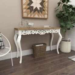 Wood Parisian Design Floral Ornate Detailing Console Table White - Olivia & May 18 Wood Parisian Design Floral Ornate Detailing Console Table White - Olivia & May -Console Tables Sales unnamed file 3812
