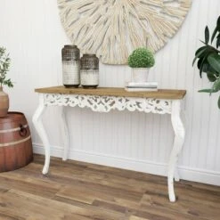 Wood Parisian Design Floral Ornate Detailing Console Table White - Olivia & May 19 Wood Parisian Design Floral Ornate Detailing Console Table White - Olivia & May -Console Tables Sales unnamed file 3813