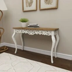 Wood Parisian Design Floral Ornate Detailing Console Table White - Olivia & May 21 Wood Parisian Design Floral Ornate Detailing Console Table White - Olivia & May -Console Tables Sales unnamed file 3815