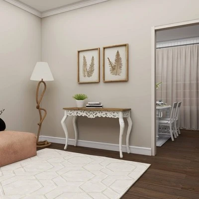 Wood Parisian Design Floral Ornate Detailing Console Table White - Olivia & May 14 Wood Parisian Design Floral Ornate Detailing Console Table White - Olivia & May - Image 12