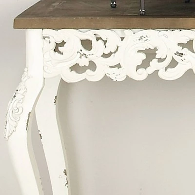 Wood Parisian Design Floral Ornate Detailing Console Table White - Olivia & May 15 Wood Parisian Design Floral Ornate Detailing Console Table White - Olivia & May - Image 13