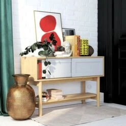 Room & Joy Wallie Wood Console Living Room Furniture Light Ash/Soft Gray - Room & Joy -Console Tables Sales unnamed file 3824