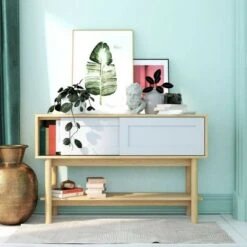 Room & Joy Wallie Wood Console Living Room Furniture Light Ash/Soft Gray - Room & Joy -Console Tables Sales unnamed file 3826