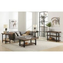 Pomona 2 Shelf Console Table Brown - Alaterre Furniture 14 Pomona 2 Shelf Console Table Brown - Alaterre Furniture -Console Tables Sales unnamed file 3867