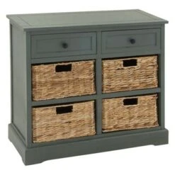 Wood Console 4 Wicker Baskets 2 Drawers Blue - Olivia & May -Console Tables Sales unnamed file 3882