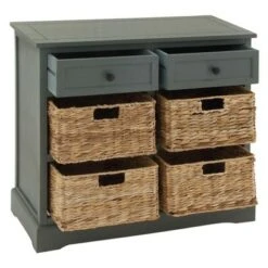 Wood Console 4 Wicker Baskets 2 Drawers Blue - Olivia & May -Console Tables Sales unnamed file 3883