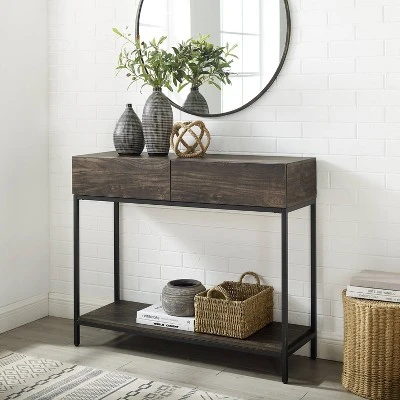 Jacobsen Console Table Brown/Charcoal - Crosley 9 Jacobsen Console Table Brown/Charcoal - Crosley - Image 7